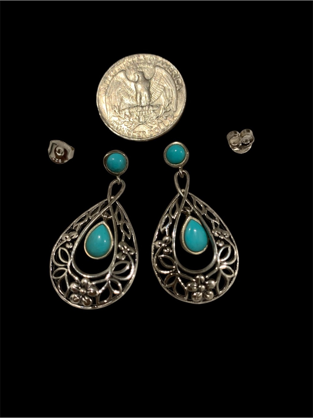 Sterling Silver Teardrop Turquoise Dangle Earrings by Silvershake